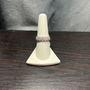 BP Silver Ring with Opal Accent